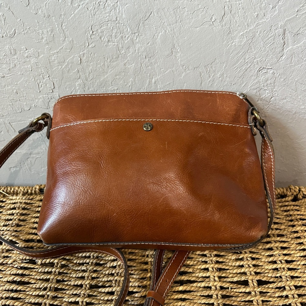 Patricia Nash Brown Leather Crossbody Bag Cognac Small Messenger Pouch - Picture 6 of 8